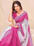 Vasthrlay Bandhani Embroidery Unstitched White Saree
