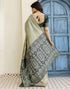 Vasthrlay Banarasi Jacquard Unstitched Teal Saree