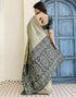 Vasthrlay Banarasi Jacquard Green And Beige Saree With Unstitched Blouse Piece