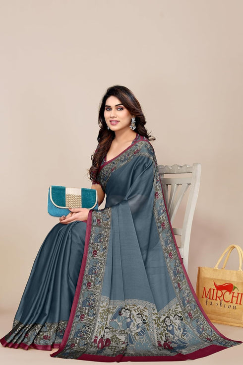 Vasthrlay Fashion Chiffon Georgette Teal Ethnic Wear