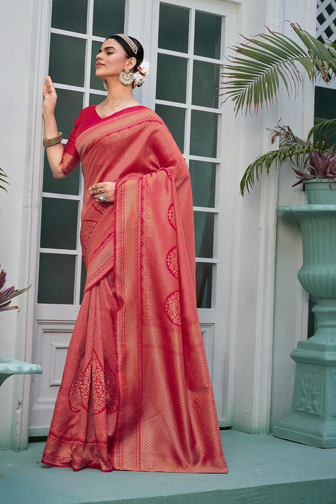 Vasthrlay Banarasi Premium Pink Ethnic Wear