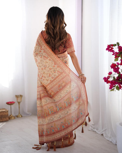 Vasthrlay Handloom Geometric Tassels Saree