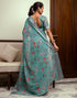 Vasthrlay Womens Printed Unstitched White Saree