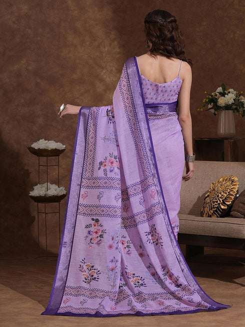 Vasthrlay Weaving Printed Beige Saree