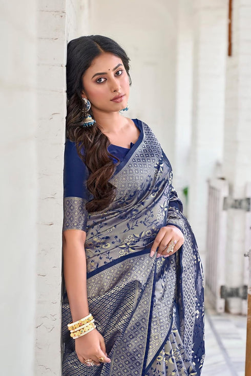 Vasthrlay Banarasi Grey Ethnic Wear