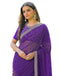 Vasthrlay Embroidery Georgette Dark Purple Saree With Unstitched Blouse Piece
