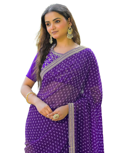 Vasthrlay Embroidery Georgette Unstitched Sky Blue Saree