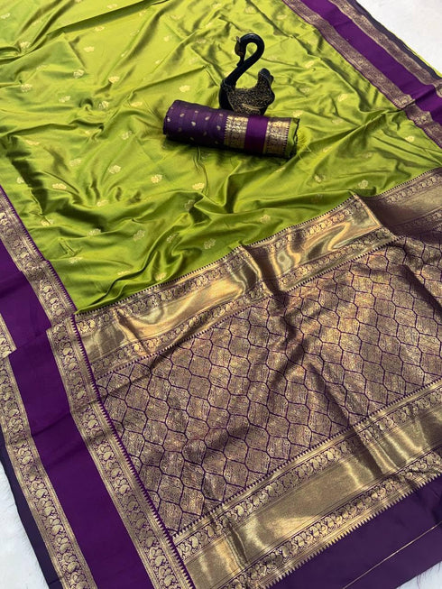 Vasthrlay Kanjivaram Floral Design Contrast Seagreen