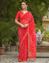 Vasthrlay Georgette Bandhani Unstitched Green Saree