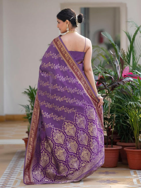 Vasthrlay Weaving Banarasi Unstitched Maroon Saree
