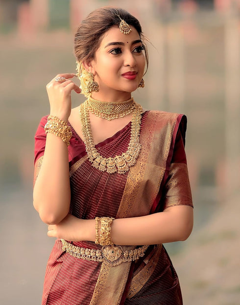 Vasthrlay Banarasi Jacquard Unstitched Beige Saree