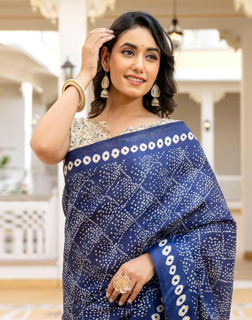 Vasthrlay Bandhani Printed Unstitched Wine Saree