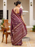 Vasthrlay Banarasi Weaving Maroon Saree With Unstitched Blouse Piece