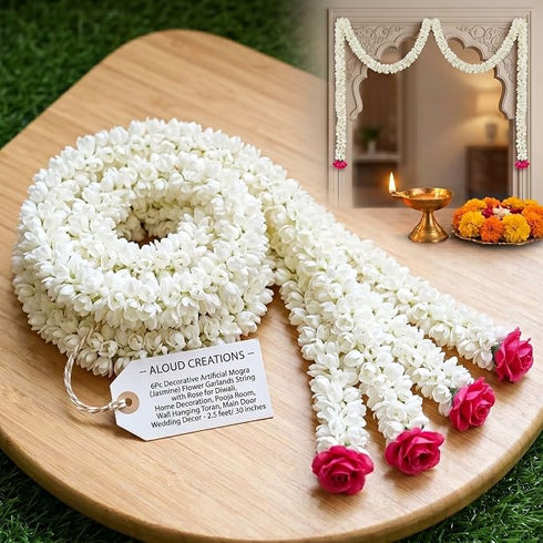 ALOUD CREATIONS 6Pc Decorative Artificial Mogra (Jasmine) Flower