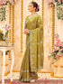 Vasthrlay Georgette Embroidery Olive Saree