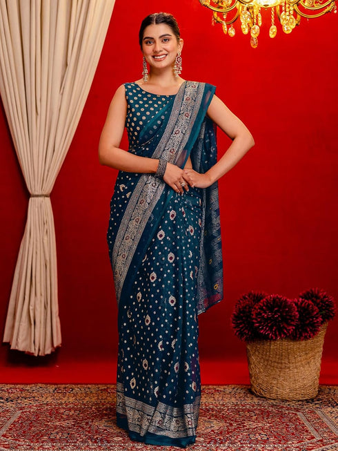 Vasthrlay Georgette Printed Unstitched Maroon Saree
