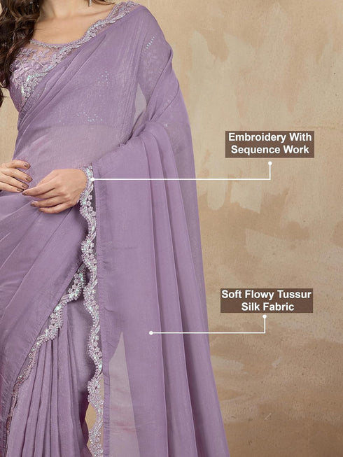 Vasthrlay Embroidery Unstitched Purple Ethnic Wear