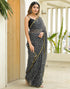 Vasthrlay Chiffon Blouse Black Saree With Unstitched Blouse Piece