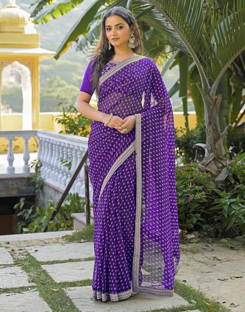 Vasthrlay Embroidery Georgette Unstitched Sky Blue Saree
