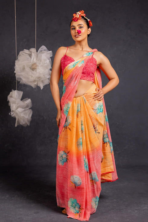 Vasthrlay Fashion Georgette Floral Printed Ethnic Wear