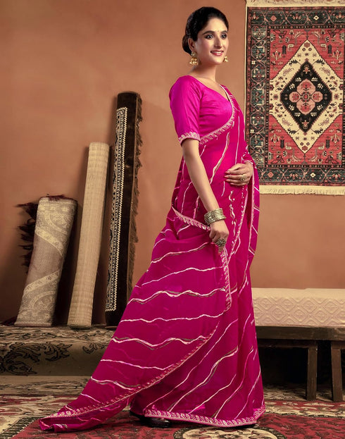 Vasthrlay Georgette Embroidery Unstitched Pink Saree