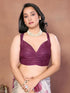 Vasthrlay Off White1 Leaf Print Organza Saree With Mustard Piping And Ruched Sleeveless Unstitched Blouse Piece