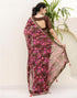 Vasthrlay Chiffon Tassels Unstitched Dark Green Saree