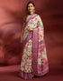 Vasthrlay Printed Jacquard Light Pista Green Saree With Unstitched Blouse Piece