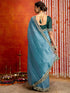 Vasthrlay Sequins Embroidery Olive Saree