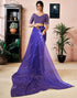 Vasthrlay Womens Printed Unstitched Purple Saree
