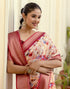 Vasthrlay Womens Printed Unstitched Beige Saree