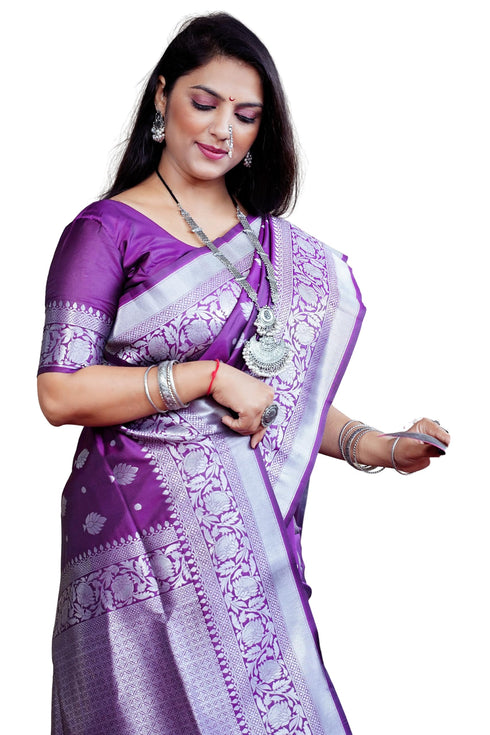 Vasthrlay Silver Banarasi Saree