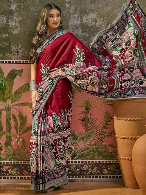 Vasthrlay Printed Yellow Saree