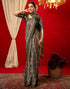 Vasthrlay Chiffon Printed Unstitched Dark Green Saree