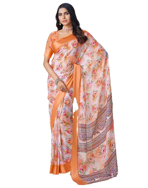 Vasthrlay Georgette Printed Unstitched Multicolor Saree