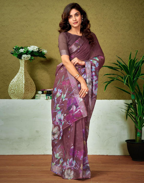 Vasthrlay Womens Cotton Printed Pink Saree
