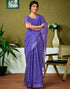Vasthrlay Womens Cotton Printed Blue Saree With Unstitched Blouse Piece
