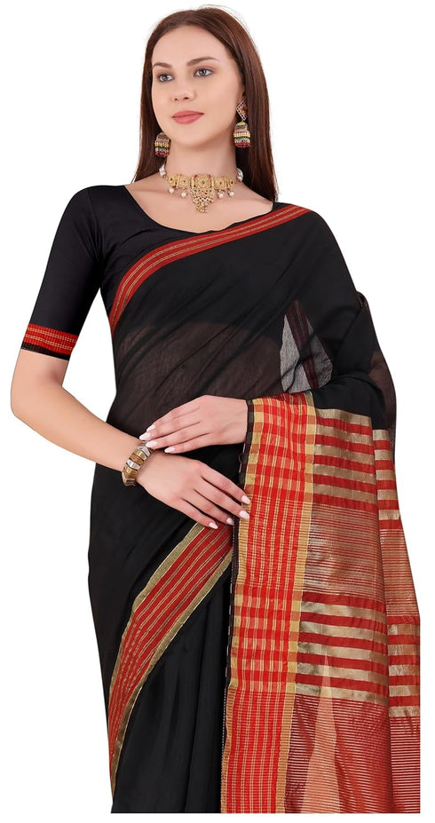 VasthrlayChanderi Unstitched Boarder Black Free Ethnic Wear