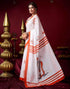 Vasthrlay Womens Printed Unstitched White Saree