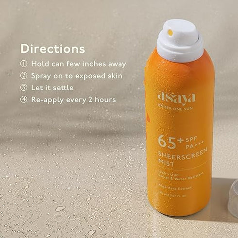 Asaya Spf 65+ Waterproof Sunscreen Spray