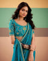 Vasthrlay Georgette Embroidery Unstitched Dark Green Saree