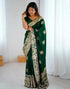 Vasthrlay Banarasi Weaving Green Saree With Unstitched Blouse Piece