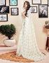 Vasthrlay Printed Striped Unstitched Peach Saree
