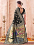 Vasthrlay Weaving Banarasi Unstitched Peacock Blue Saree
