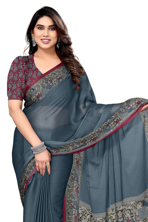 Vasthrlay Fashion Chiffon Georgette Teal Ethnic Wear