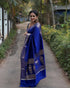 Vasthrlay Blue Banarasi Traditional Unstitched Saree