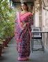 Vasthrlay Chiffon Blouse Pink | Black | Multi Saree With Unstitched Blouse Piece