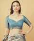 Vasthrlay Blue1 Polyester Saree With Unstitched Blouse Piece