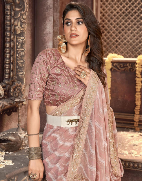 Vasthrlay Georgette Leheriya Unstitched Blue Saree