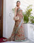 Vasthrlay Womens Printed Unstitched White Saree
